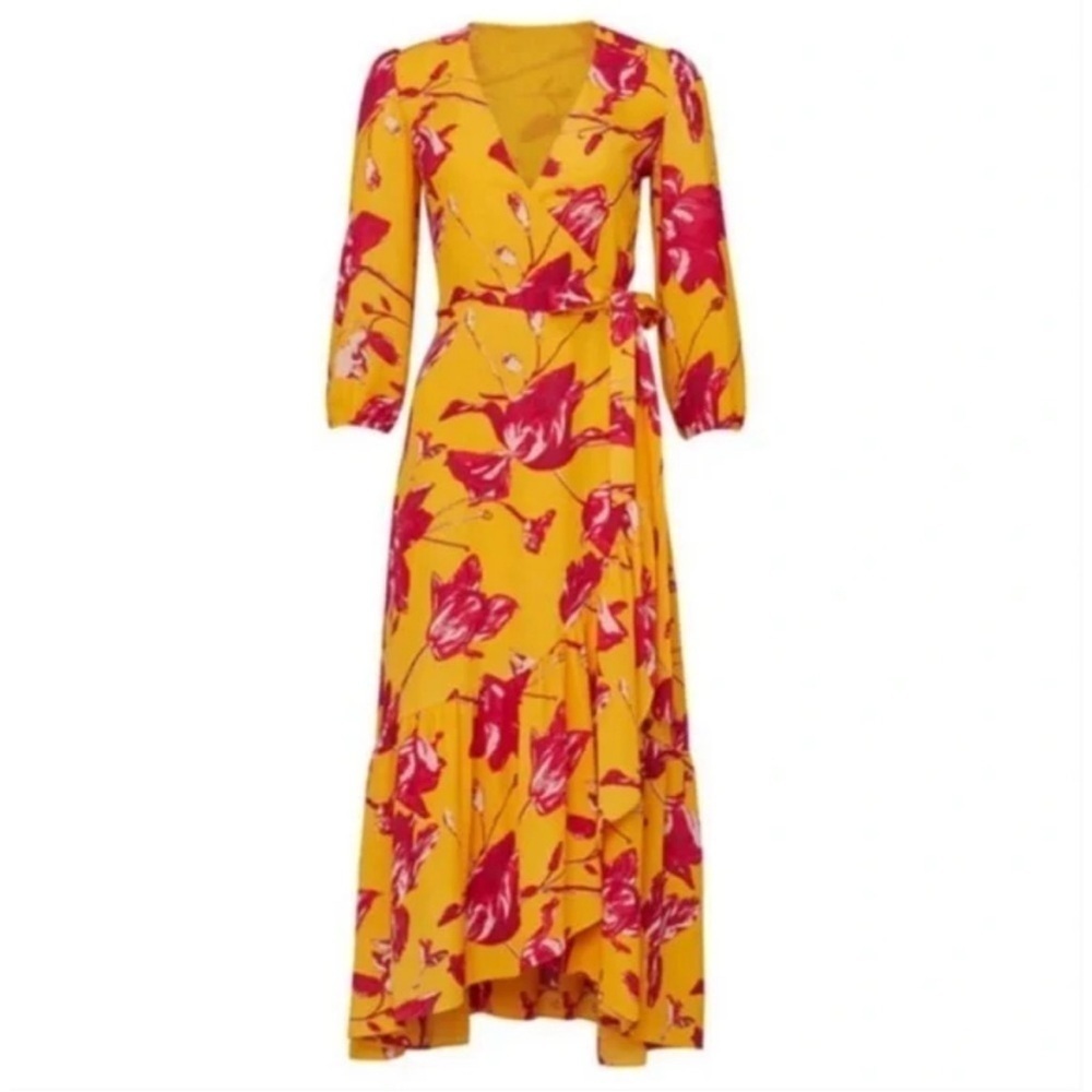 COLOR ME COURTNEY Eleanor Wrap Dress M Orange Pink Floral Maxi dress - Picture 4 of 8